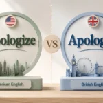 Apologize or apologise spelling comparison showing the correct American and British English usage and differences.
