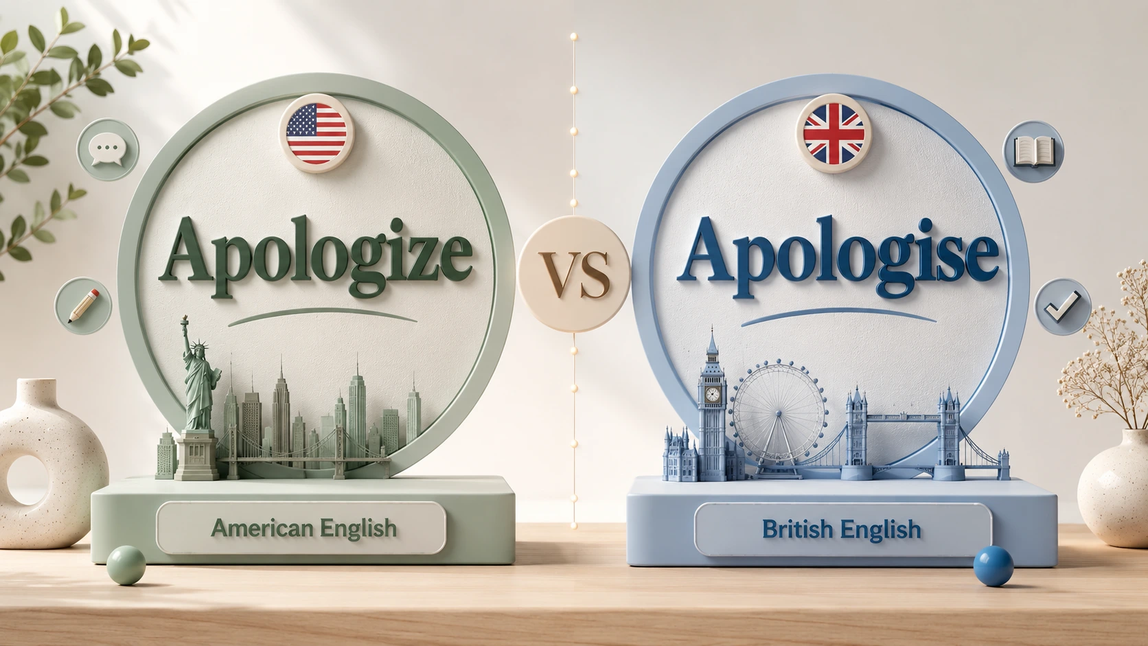 Apologize or apologise spelling comparison showing the correct American and British English usage and differences.