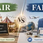 Fair or fare spelling guide featuring side-by-side examples to explain when to use each word correctly in everyday English.