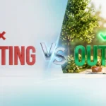 Outting or Outing comparison image explaining the correct spelling, meaning, and usage of outing in English.