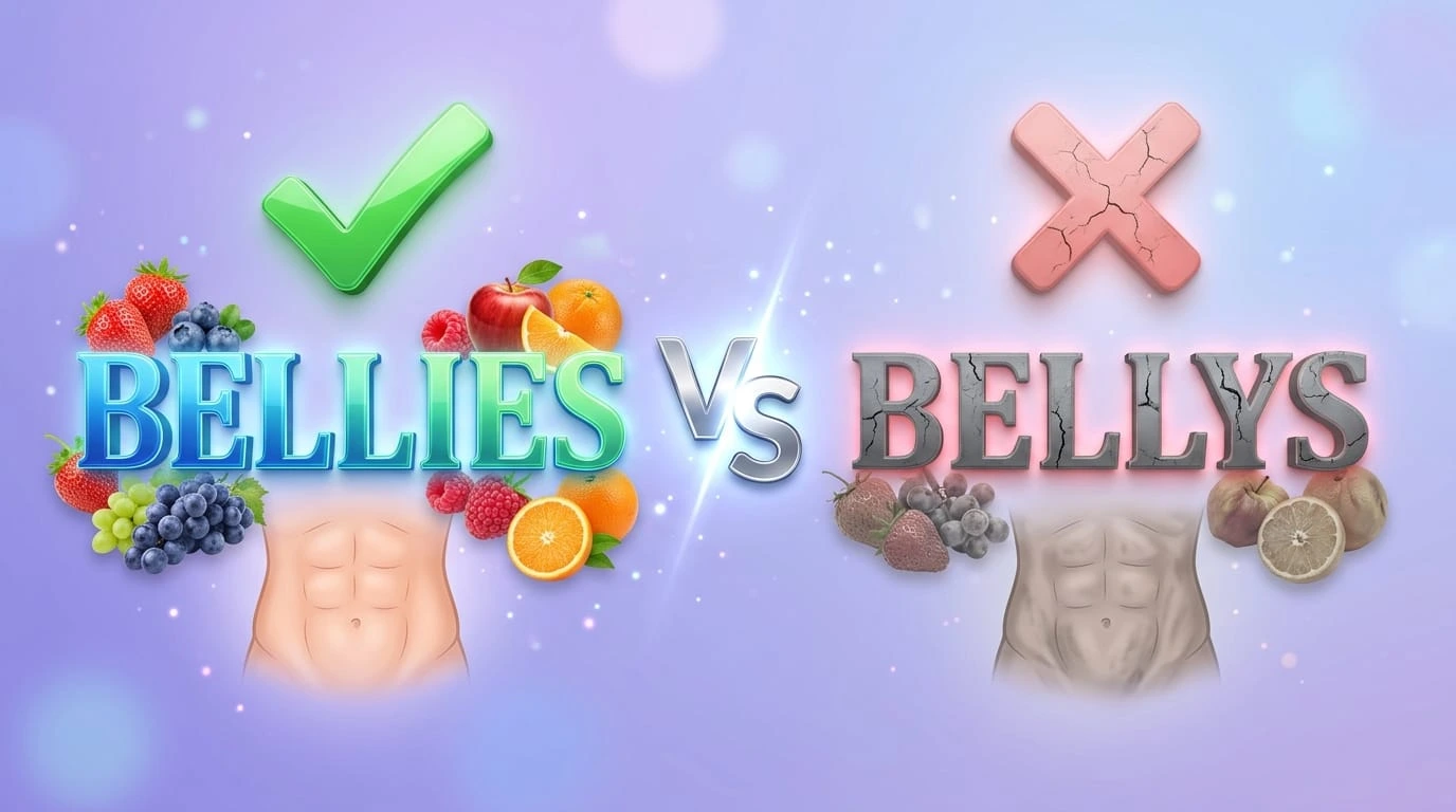 Bellies or Bellys featured image explaining the correct plural spelling of belly in English.