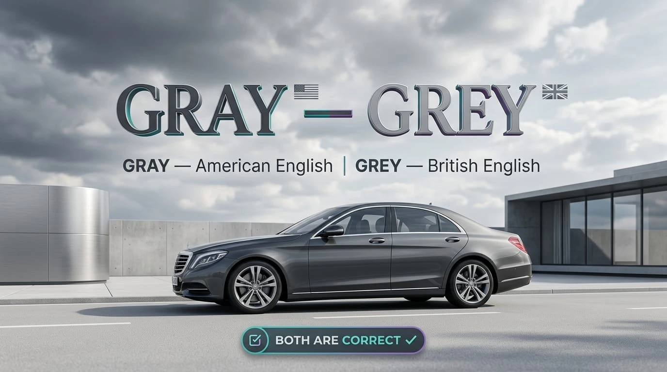 Gray or grey spelling comparison showing American and British English usage
