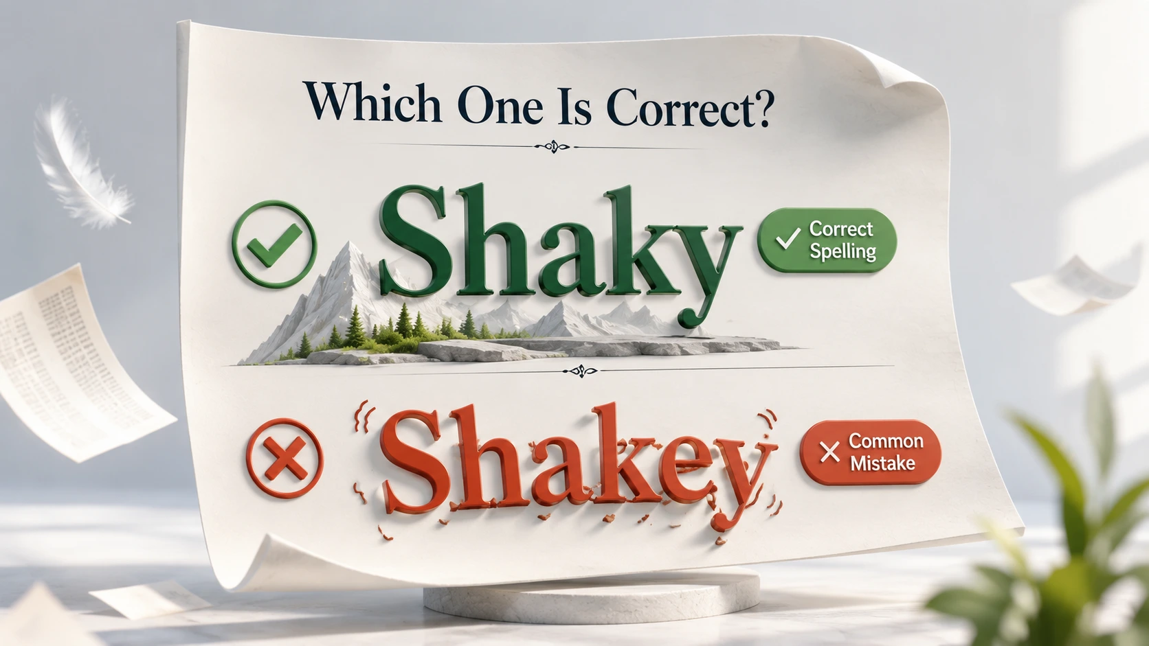 Shakey or Shaky 3D featured image showing the correct spelling in English.