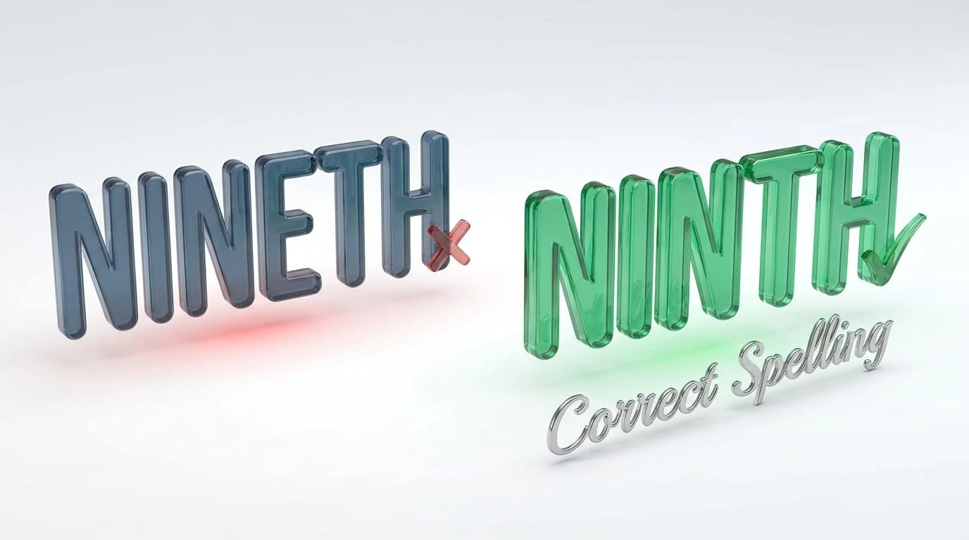 Ninth or Nineth: correct spelling comparison showing ninth as the correct form